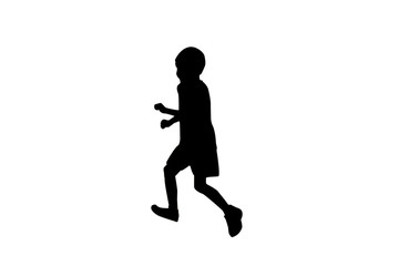 Fototapeta na wymiar Young boy silhouette isolated on white background