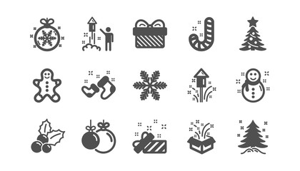 Christmas icons. Santa hat, Snowflake and Gift box. New year classic icon set. Quality set. Vector
