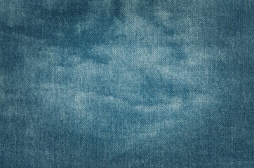 Interesting material background. Texture of blue cotton material.