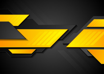 Bright yellow and black technology abstract background. Vector sci-fi design