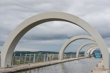 Fototapeta premium Falkirk Wheel, boat rotary elevator in Scotland