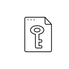 File, document, key icon. Simple line, outline vector of icons for ui and ux, website or mobile application