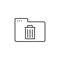 Folder trash can icon. Simple line, outline vector of icons for ui and ux, website or mobile application