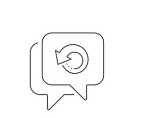 Recovery info line icon. Chat bubble design. Backup data sign. Restore information symbol. Outline concept. Thin line recovery data icon. Vector