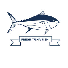 tuna fish vector, Seafood logo and Always Fresh