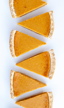 Fresh homemade pumpkin pie slices