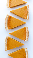 Fresh homemade pumpkin pie slices