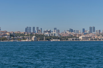 Fototapeta na wymiar Panoramic view from Bosporus to city of Istanbul, Turkey