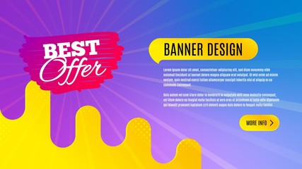 Best offer badge. Discount banner shape. Sale coupon bubble icon. Abstract background design. Banner with offer badge. Vector
