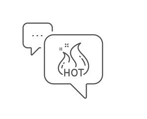Hot sale line icon. Chat bubble design. Shopping flame sign. Clearance symbol. Outline concept. Thin line hot sale icon. Vector