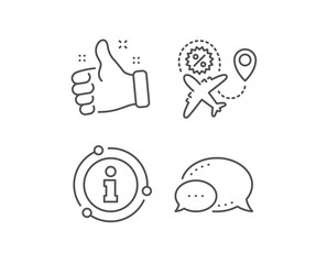 Flight sale line icon. Chat bubble, info sign elements. Shopping discount sign. Clearance symbol. Linear flight sale outline icon. Information bubble. Vector