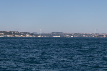 Fototapeta premium Panoramic view from Bosporus to city of Istanbul, Turkey