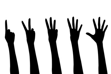 Set Silhouette Hand Isolated on White background