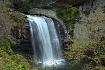 Fototapeta na wymiar Flowing water falls along the Blue Ridge Parkway