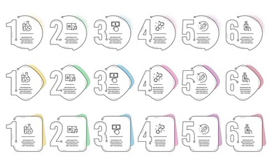 Chemistry flask, Music book and Phone payment line icons set. Infographic timeline. Payment click, Recovery tool and Chemical formula signs. Laboratory, Musical note, Mobile pay. Vector