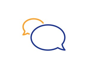 Speech bubble sign. Messenger line icon. Chat message symbol. Colorful outline concept. Blue and orange thin line messenger icon. Vector