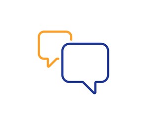 Chat sign. Speech bubble line icon. Social media message symbol. Colorful outline concept. Blue and orange thin line speech bubble icon. Vector