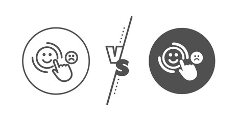 Positive feedback sign. Versus concept. Customer satisfaction line icon. Smile symbol. Line vs classic customer satisfaction icon. Vector