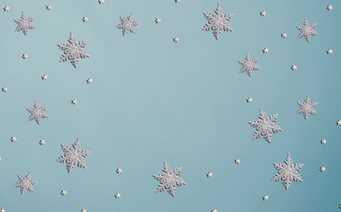 Christmas snowflake pattern - overhead view flat lay