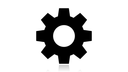Gear icon vector design. Black icon with reflection isolated on the white background
