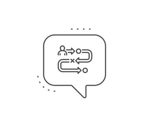 Journey path line icon. Chat bubble design. Project process sign. Outline concept. Thin line journey path icon. Vector