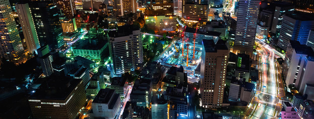 Aerial view of the Tokyo cityscape at night