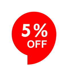Sale - 5 percent off - red tag isolated - vector