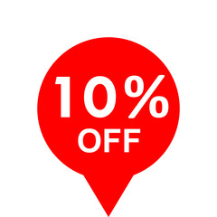 Sale - 10 percent off - red tag isolated - vector