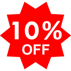 Sale - 10 percent off - red tag isolated - vector