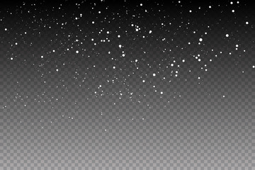 Vector heavy snowfall, snowflakes in different shapes and forms. Snow flakes, snow background. Falling Christmas 