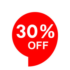 Sale - 30 percent off - red tag isolated - vector