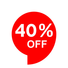 Sale - 40 percent off - red tag isolated - vector