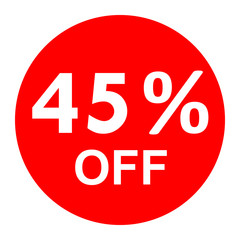 Sale - 45 percent off - red tag isolated - vector