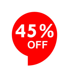 Sale - 45 percent off - red tag isolated - vector