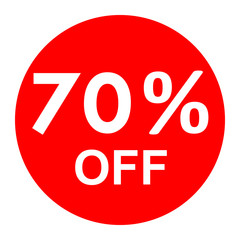 Sale - 70 percent off - red tag isolated - vector