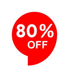 Sale - 80 percent off - red tag isolated - vector