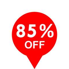 Sale - 85 percent off - red tag isolated - vector