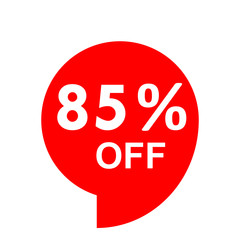 Sale - 85 percent off - red tag isolated - vector