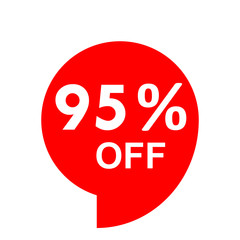 Sale - 95 percent off - red tag isolated - vector