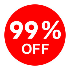 Sale - 99 percent off - red tag isolated - vector