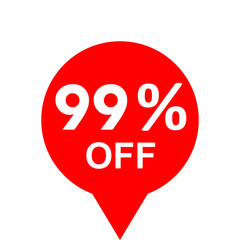 Sale - 99 percent off - red tag isolated - vector