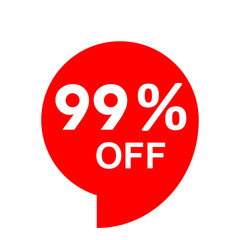 Sale - 99 percent off - red tag isolated - vector