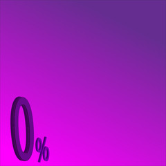 3d purple zero percent letter on purple gradient background vector eps 10