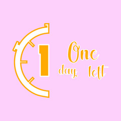 1 Day Left label on white background. Flat icon. Sale Countdown Timer Bar. Date Badge for Promotion, Final Sale, Landing Page.