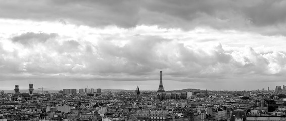 Aerial view of Paris at sunset