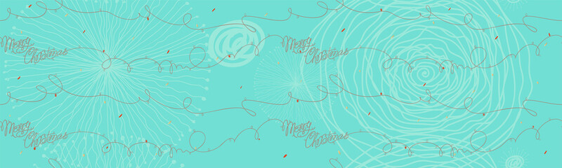 Merry Christmas lettering. Bright abctract seamless pattern