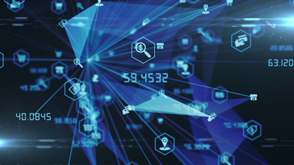 Online shopping internet retail e-commerce conceptual nodes - Illustration render