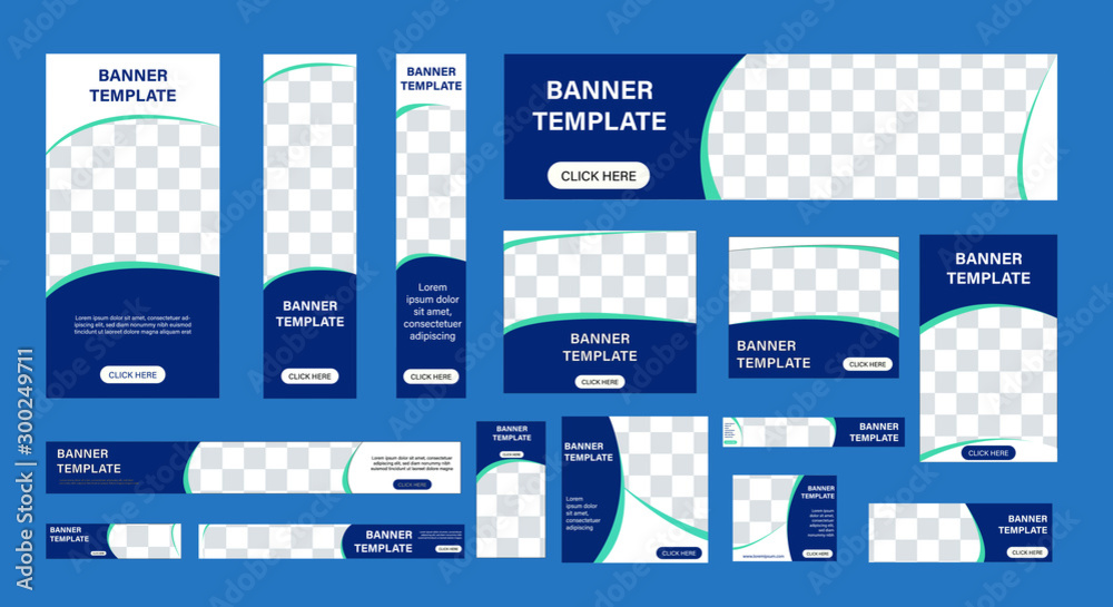 Fototapete set of creative web banners of standard size with a place for photos.  Business ad banner. Vertical, horizontal and square template. vector illustration EPS 10