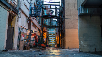 Vancouver, British Columbia - Canada. Empty back alley on one of the streets of Vancouver, British...