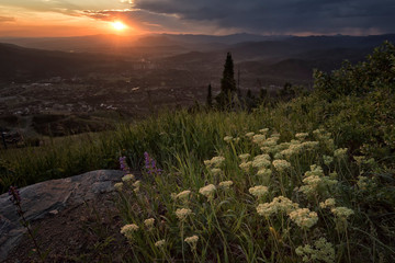 Yampa Valley at sunset;  Steamboat Springs, CO